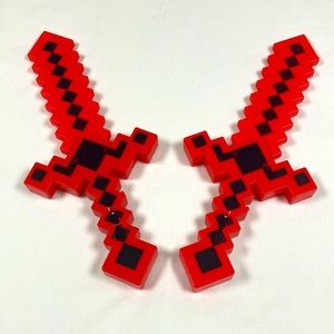 Light up red pixel swords
